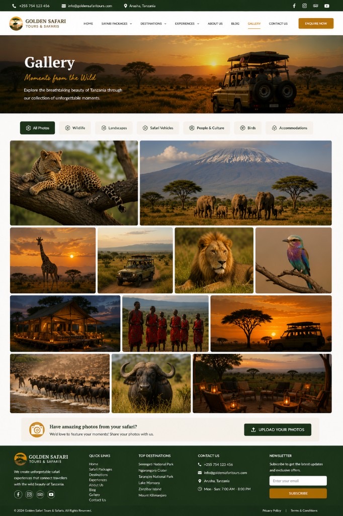 Safari vehicle at sunset on the Tanzanian savannah